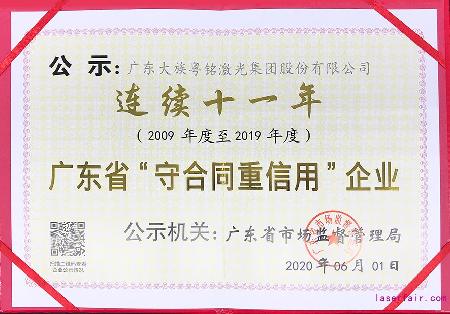 廣東(dong) 省“守合同重信用”企業(ye) 